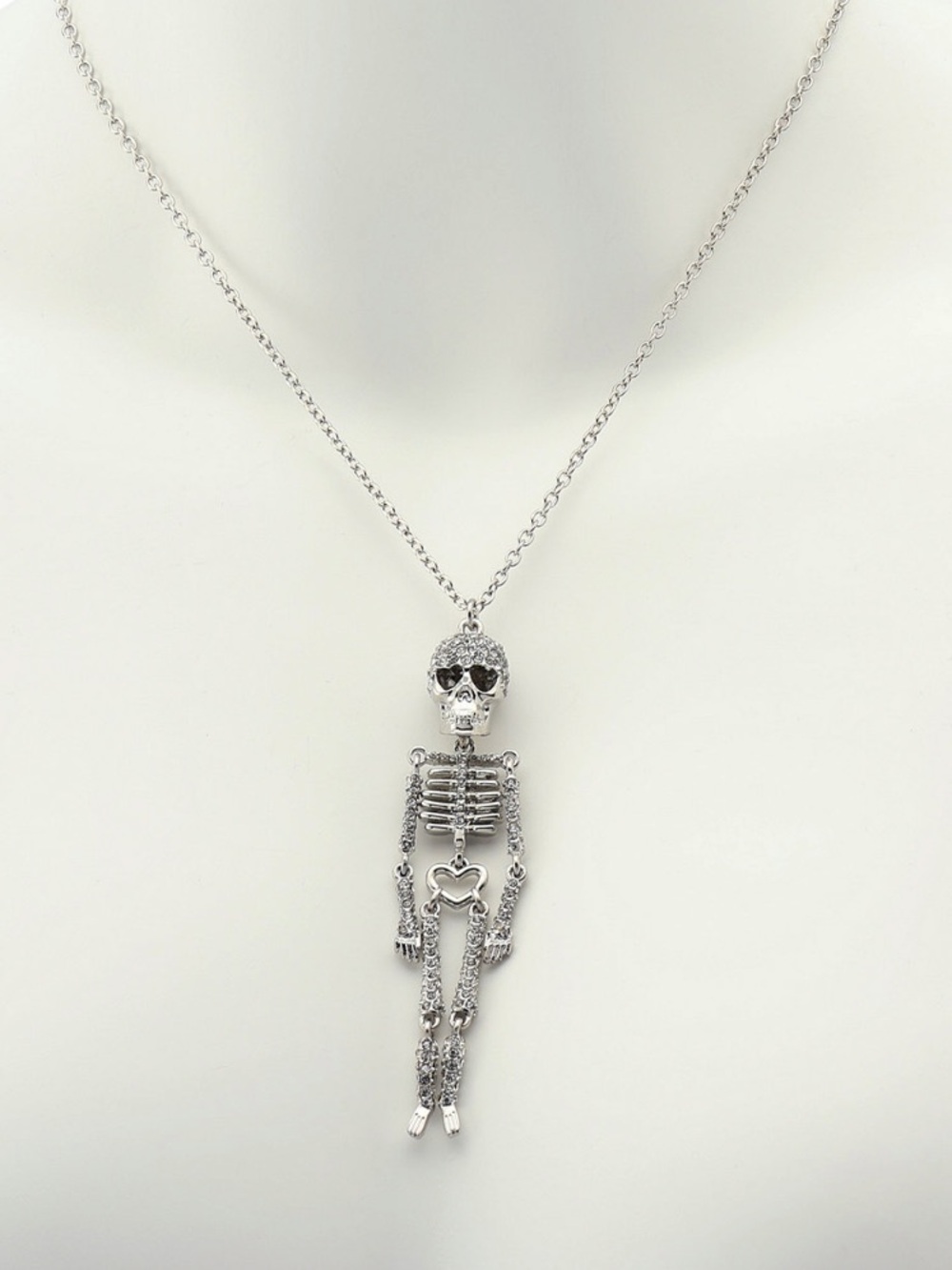 Betsey Johnson NWT Faux Stone PavΓ© Skeleton Pendant Long Necklace Halloween
